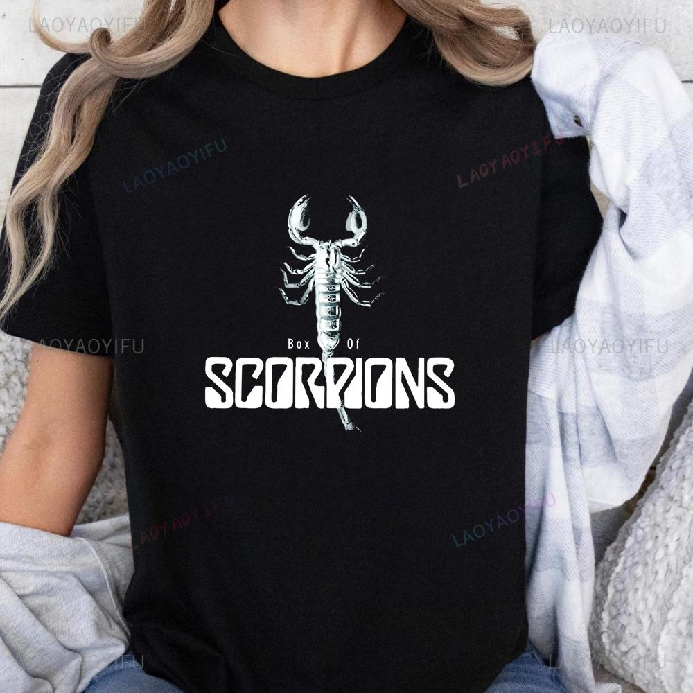 Loose and Retro Scorpions Rock Band Summer Y2K Short-sleeved Shirt Suitable for Both Men and Women, Large Size T-shirt