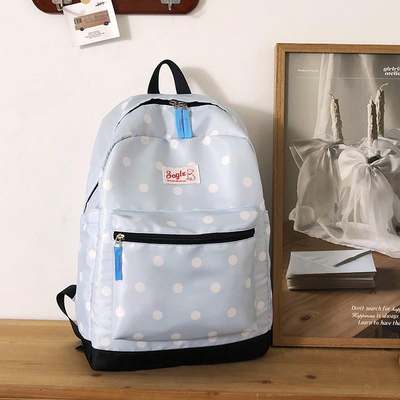 Schoolbag: Japanese-style casual lightweight polka dot soft girl large-capacity backpack for girls, middle and high school students, backpack