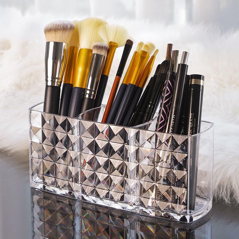 Acrylic Five-Grid Transparent Cosmetic Organizer with Diamond Pattern