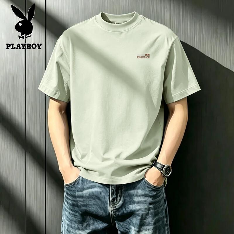 PLAYBOY Men's Loose Fit Pure Cotton Short Sleeve T-Shirt