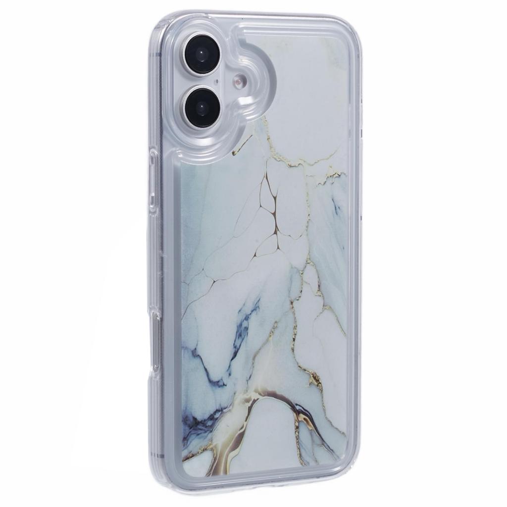 For iPhone 16 Case Marble Pattern Airbag Drop Protection TPU Phone Cover