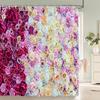 1Pcs Pink flower printing waterproof shower curtain,  Rose flowers wall bathroom decorative curtain with plastic hooks