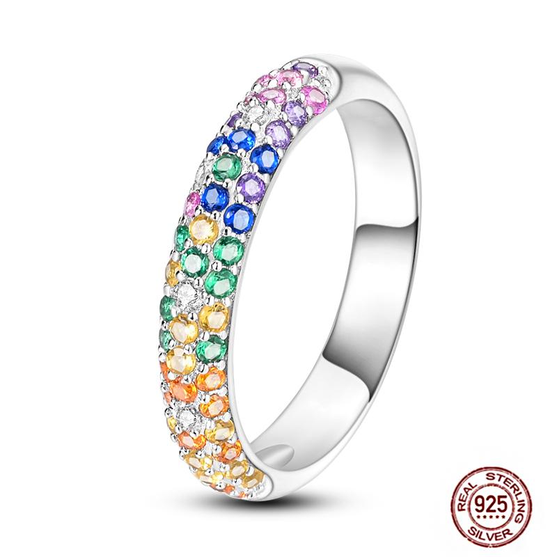 Anelli Nuziali Autentici in Zircone Arcobaleno per Donna100 Rame Cerchio Lucciola Margherita StellaLuna Cuore Rosa Anello Dito Gioielli