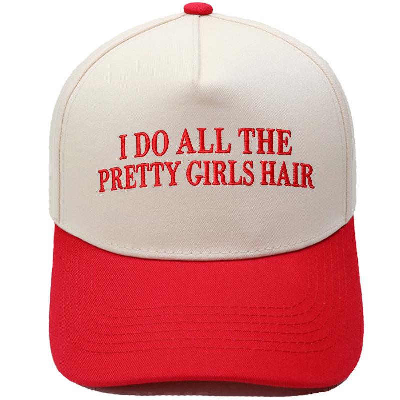 PRETTY GIRLS HAIR Fun Embroidery Color Matching Truck Driver Hat Men's and Women's Casual Sun Hat