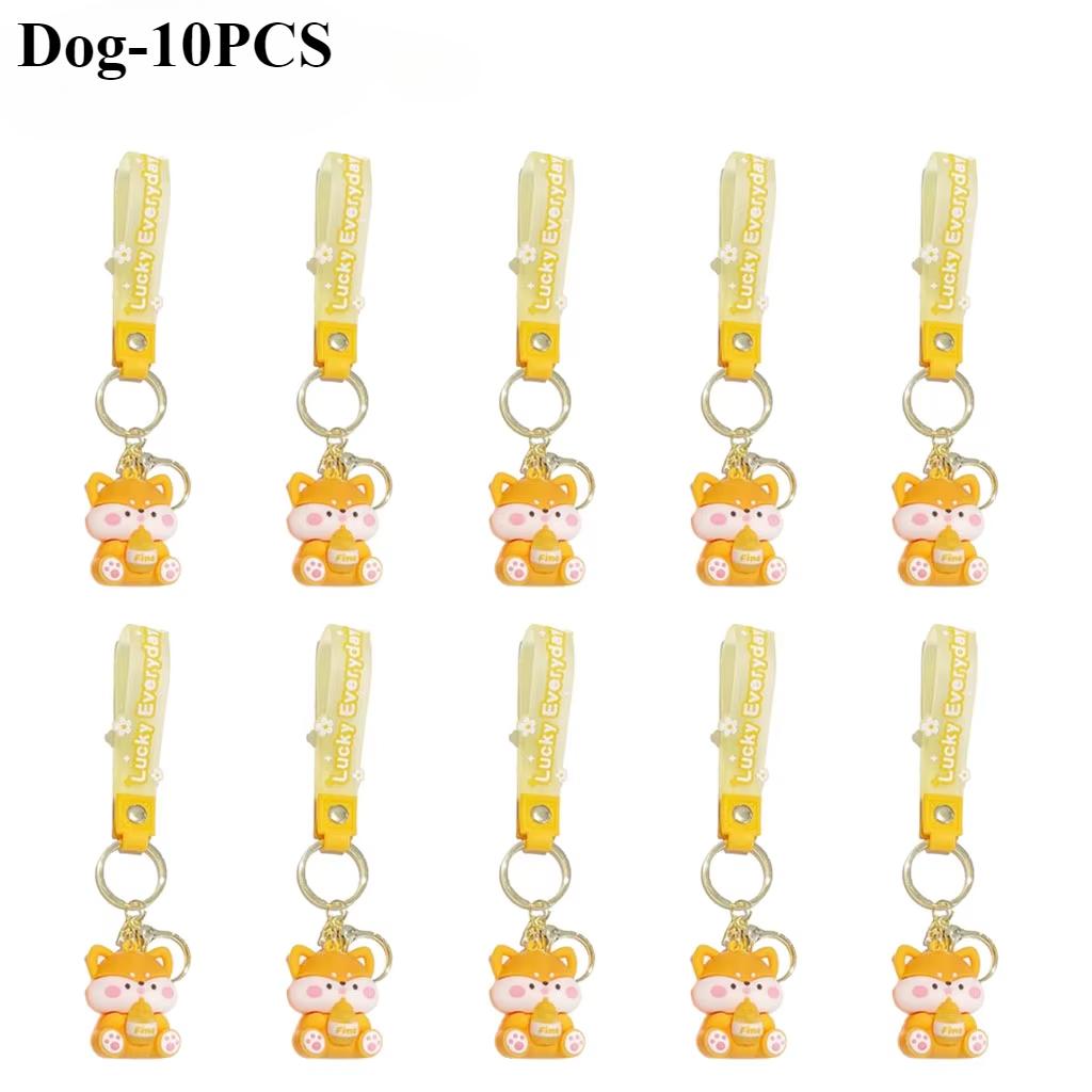 1-20PCS Luck Drinks Keychain  Pvc Doll Key Chain Cartoon Bag Pendant  Soft Plastic Doll Car Key Chain Bag Pendant Small Gift