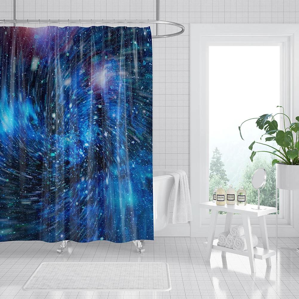 Colorful Galaxy Space Print Shower Curtain Psychedelic Sea Of Clouds Bath Curtain Decoration Waterproof Fabric Bathtub Screen