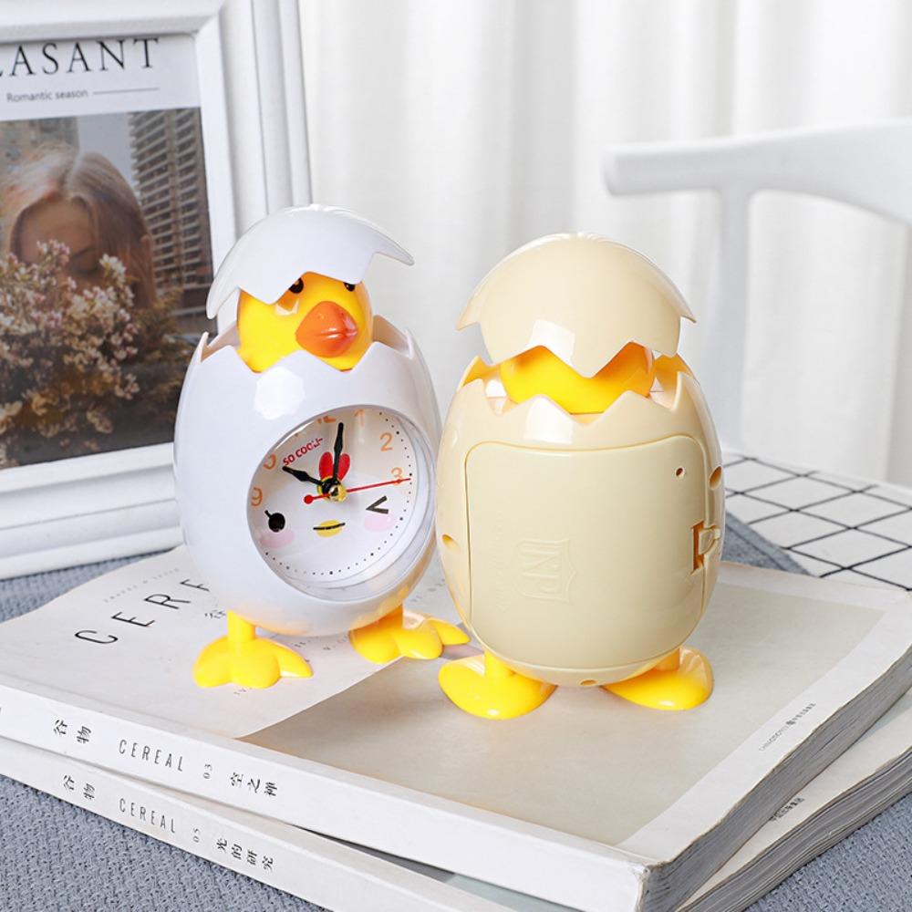Cartoon Eggshell Alarm Clock Plastic Mini Clock Creative Bell Alarm Clocks  Bedside
