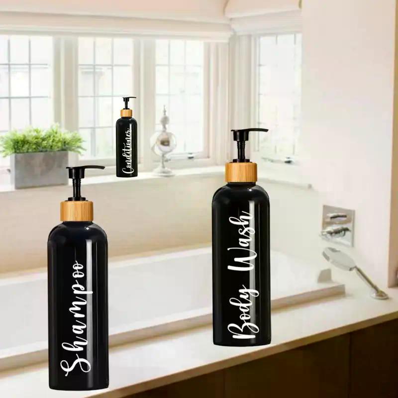 3pcs Plastic Soap Dispenser Set Countertop Lotion Bottle Bathroom Refillable Empty Bottle For Shampoo Body Wash Hair Conditioner