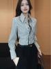2026 Early Spring Women's Long Sleeve Vertical Stripe Retro Hong Kong Style Layering Shirt