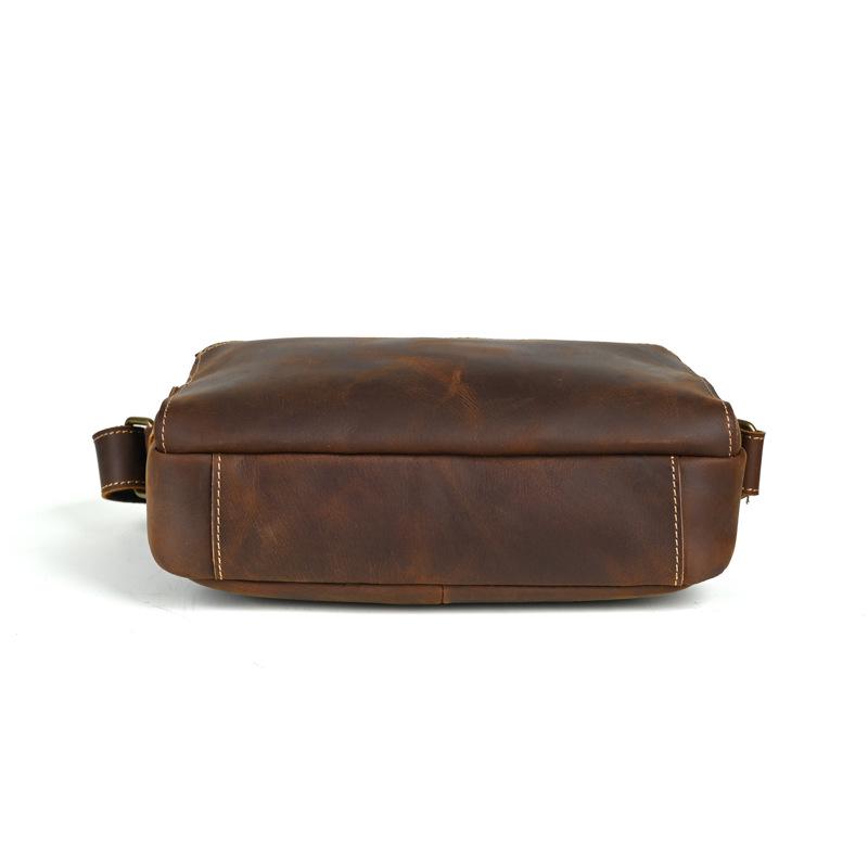 Retro Genuine Leather Men's Messenger Bag - Crazy Horse Sport Crossbody Shoulder Bag