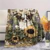 1 Stück Hunde- und Sonnenblumen-Print Flanelldecke, Hohe Qualität, Bequem für alle Jahreszeiten, Heimdekoration, Wärme und Komfort, Perfekt für Weihnachtsgeschenke