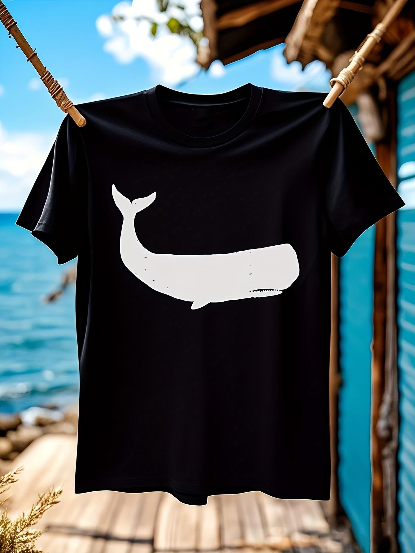 Minimalist Whale Graphic Tshirt Graphic Tshirt - Black Cr... XL