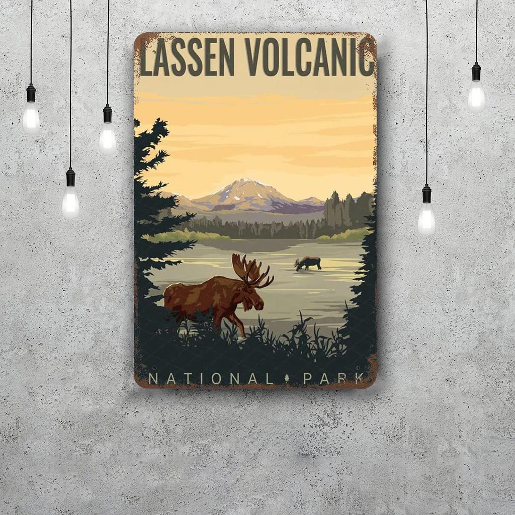 Lassen National Park Retro Vintage Tin Sign Poster Decorative Plaque Metal Plate Wall Decor