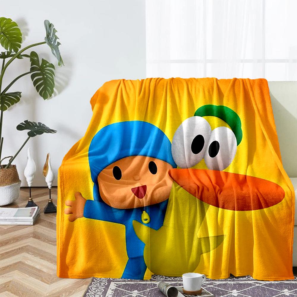 Pocoyo Theme Printed Blanket - Perfect for Couch, Bed, Travel & Outdoor Use | Machine Washable, Cozy & Durable.