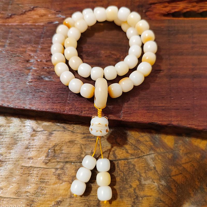 Браслет из корня Бодхи Угольного цвета Высокой плотности Семена Бодхи Белый Нефрит Счастливый Кот Лотос Палец Мягкий Тибетский Браслет Мужской В наличии