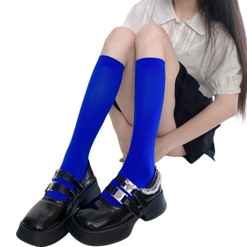 Colorful Calf Socks Velvets Knee High Stockings Lightweight Breathable Knee High Socks Student Girls Middle Tube Socks