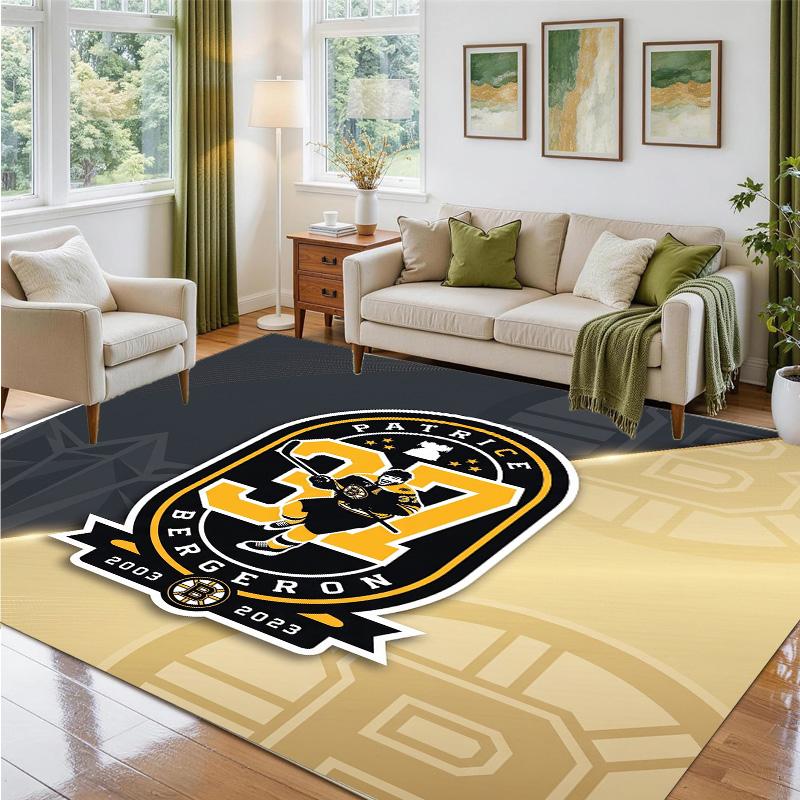 Boston Bruins Design Crystal Velvet Rug Soft Decorative Mat for Bedroom Entrance