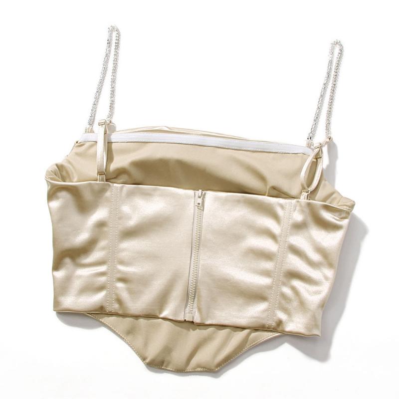 Women's Tops Sexy Hot Satin Undershirt Solid Color Slim Tops Sweet Cool Chain Undershirt