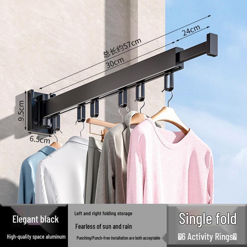 Wall-Mounted Retractable Aluminum Clothes Drying Rack for Balconies and Dorms