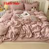 new lace embroidery small fresh and cute girl heart bed four-piece set washed cotton summer sheet quilt cover bed hat