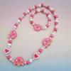 2pcs/Set Fashion Natural Wood Beads Jewelry Cute Animal Pattern Necklace Bracelet For Children Party Jewelry Girl Birthday Gift