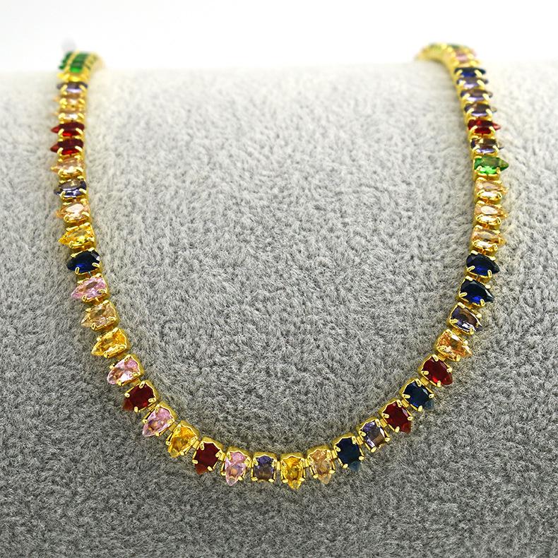 Damen Bunte Zirkon Schlüsselbeinkette - Super glänzend, vielseitiger Modeschmuck