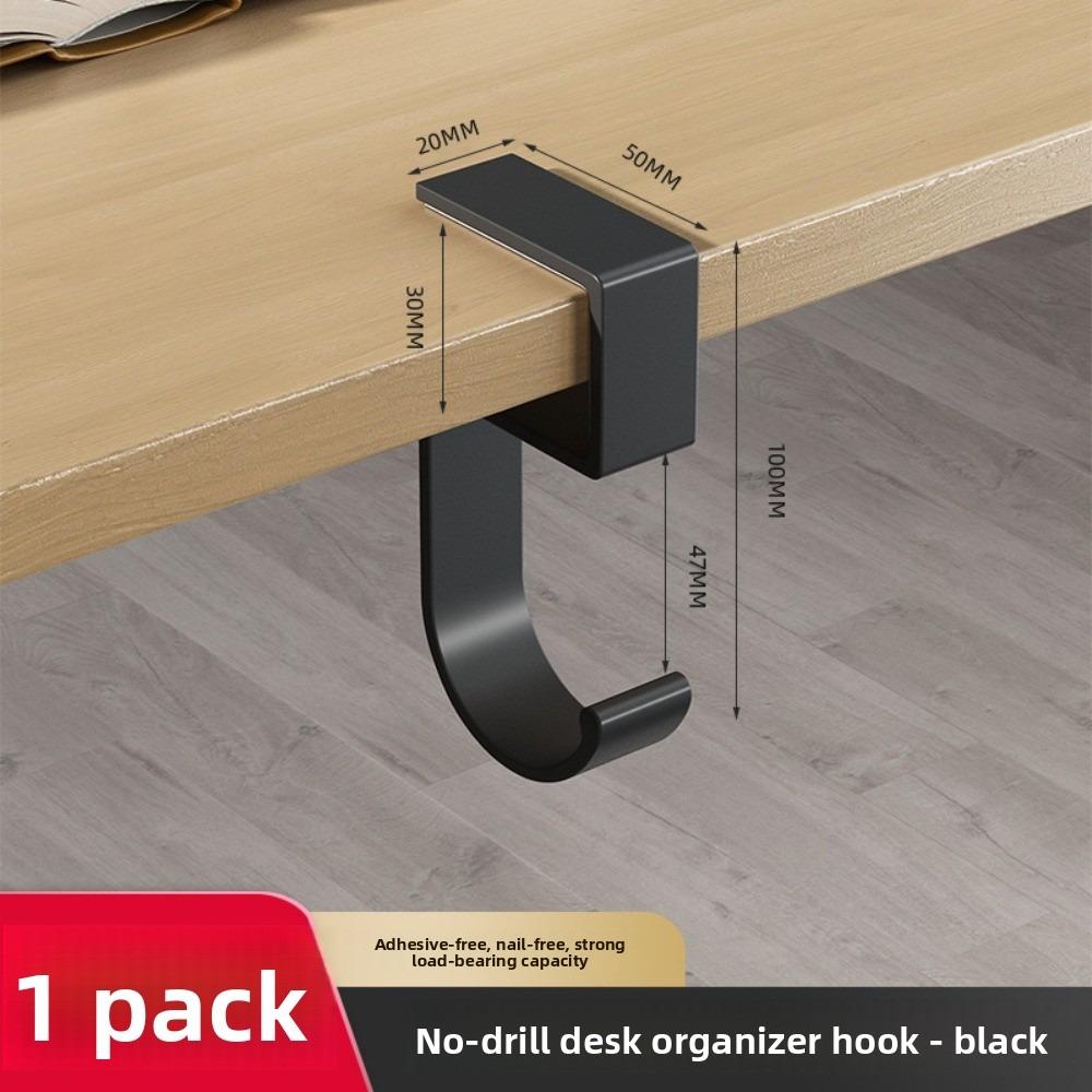 

Крючок для края стола, без сверления, боковой крючок для стола 100mm*20mm*50mm,1-pack чёрный