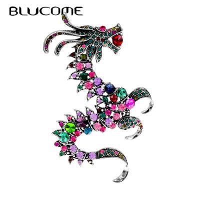Καρφίτσες Rhinestone Large Dragon για Γυναικείες Vintage πολύχρωμες ζωδιακές καρφίτσες χειμερινά αξεσουάρ κινέζικου φενγκ
