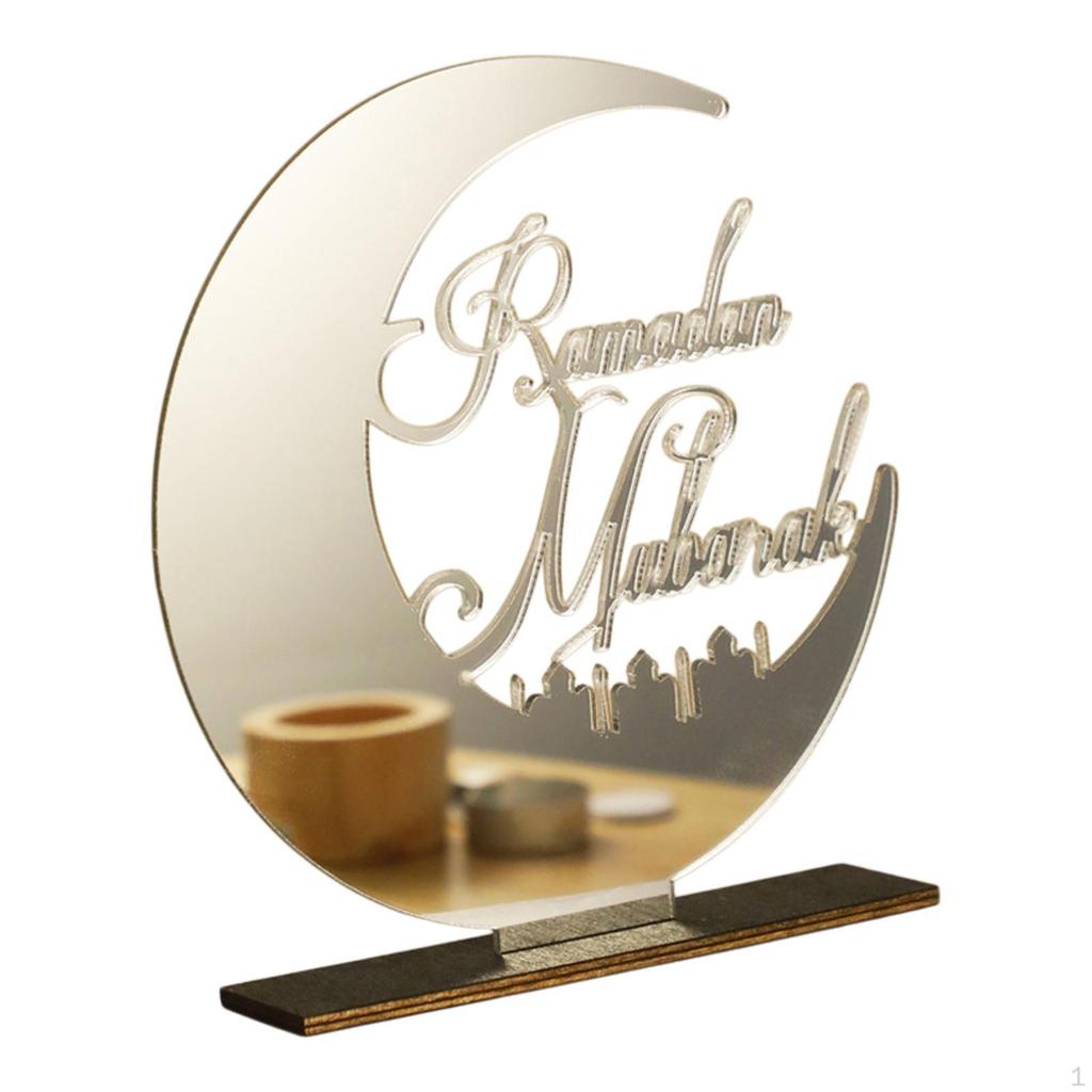 Eid Mubarak Decoration Acrylic Embellishment Portable Desktop Ornament Plaque for Bedroom Islamic