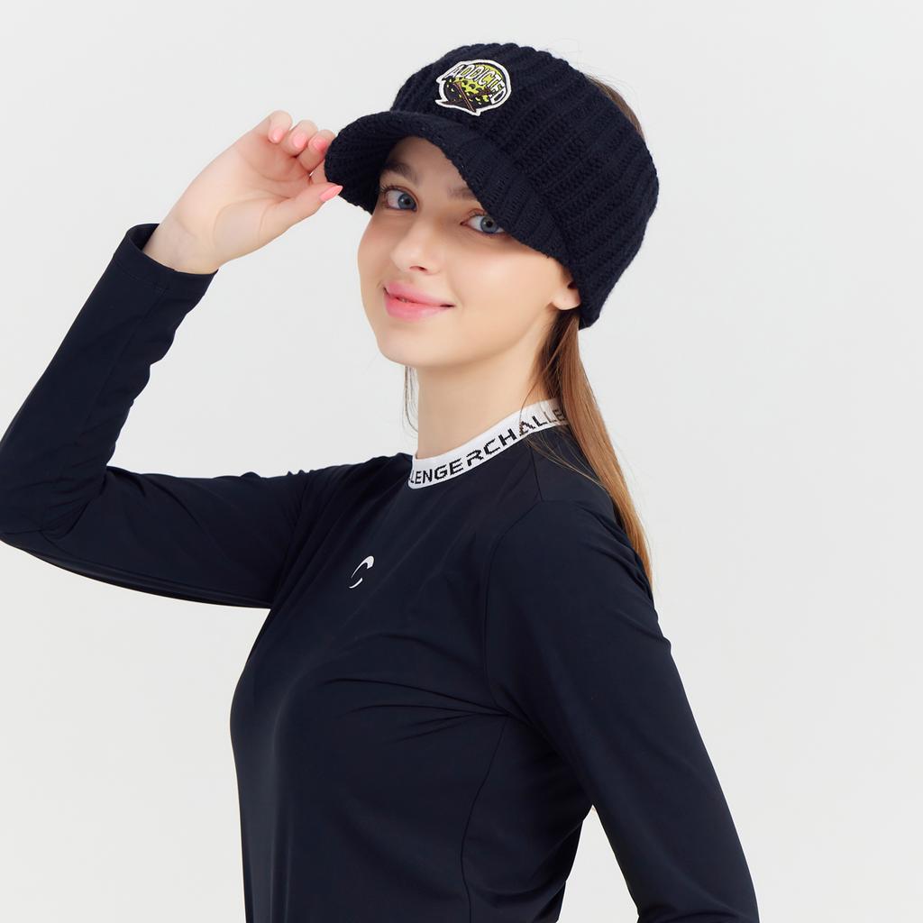 CHALLENGER Women'S Embroidered Wappen Knit Sun Visor Black
