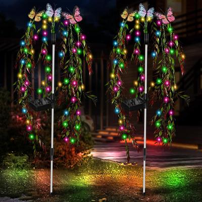 Solární zahradní svítidla Venkovní dekorativní vodotěsné, 69LED kymácející se strom Solární svítidla pro venkovní použití, motýlí květinová svítidla Solární výzdoba dvora