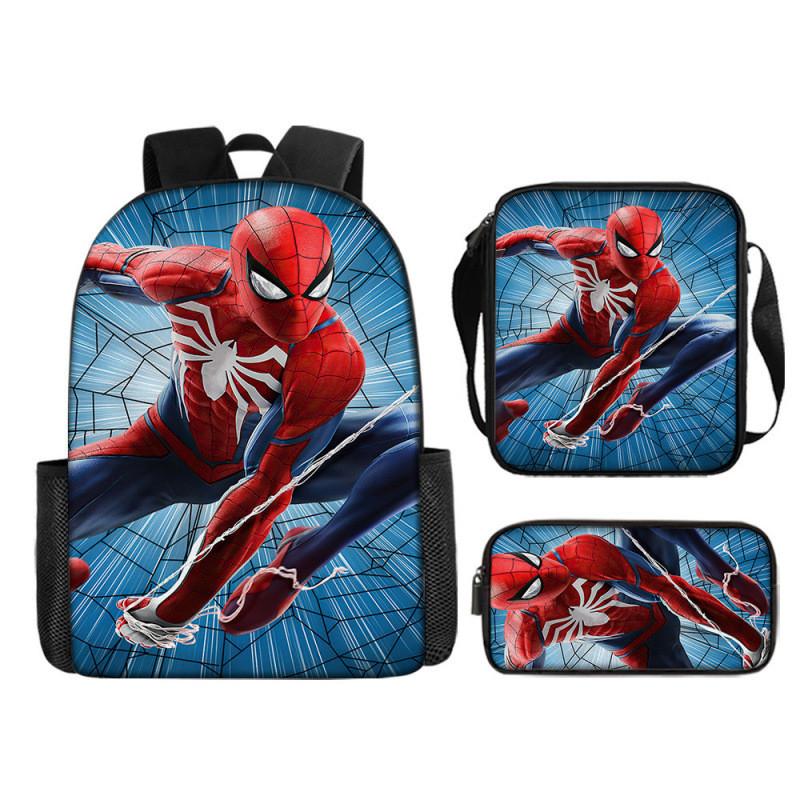 Spiderman Kids Backpack Set With Breathable Oxford Fabric For School Use