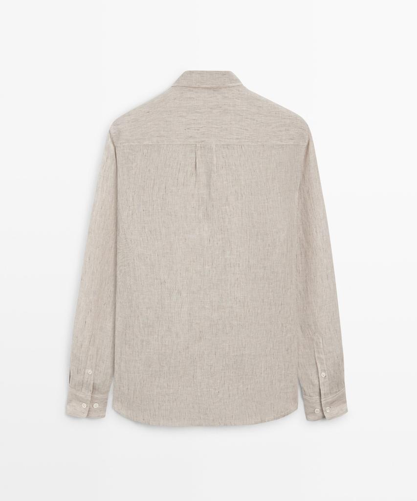 Masimodutti Regular Fit Washed Striped 100% Linen Shirt