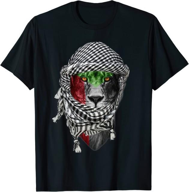 Free Palestine Palestinian Lion Flag Solidarity Graphic Men T-Shirt M