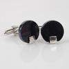 Pair Of Fashionable Men Round Shaped Cufflinks Office Meeting Events Anniversary Supplies Black