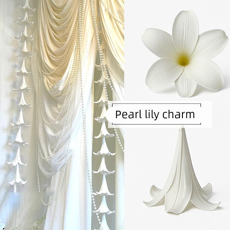 Artificial Lily Flower Head Pearl Pendant for Celebrations and Events Decoration