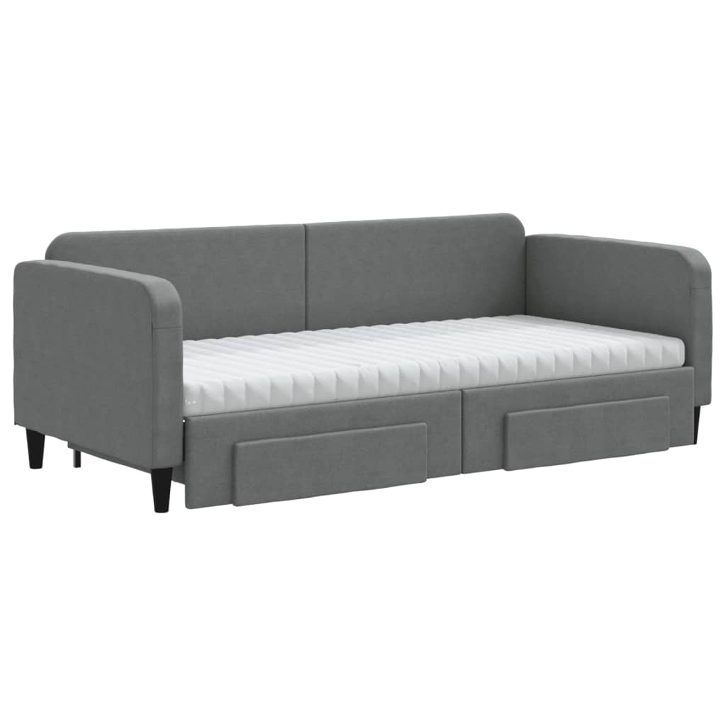 Vidaxl Sofa Rozsuwana Z Szufladami, Ciemnoszara, 90X200 Cm, Tkanina