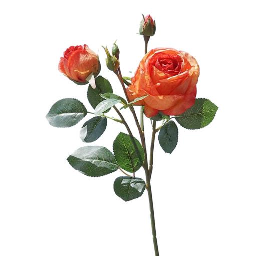 Artificial Rose with Stem Green Leaves Realistic Fake Flower Wedding Party Home Office Table Centerpiece Faux Floral Branch Decoration