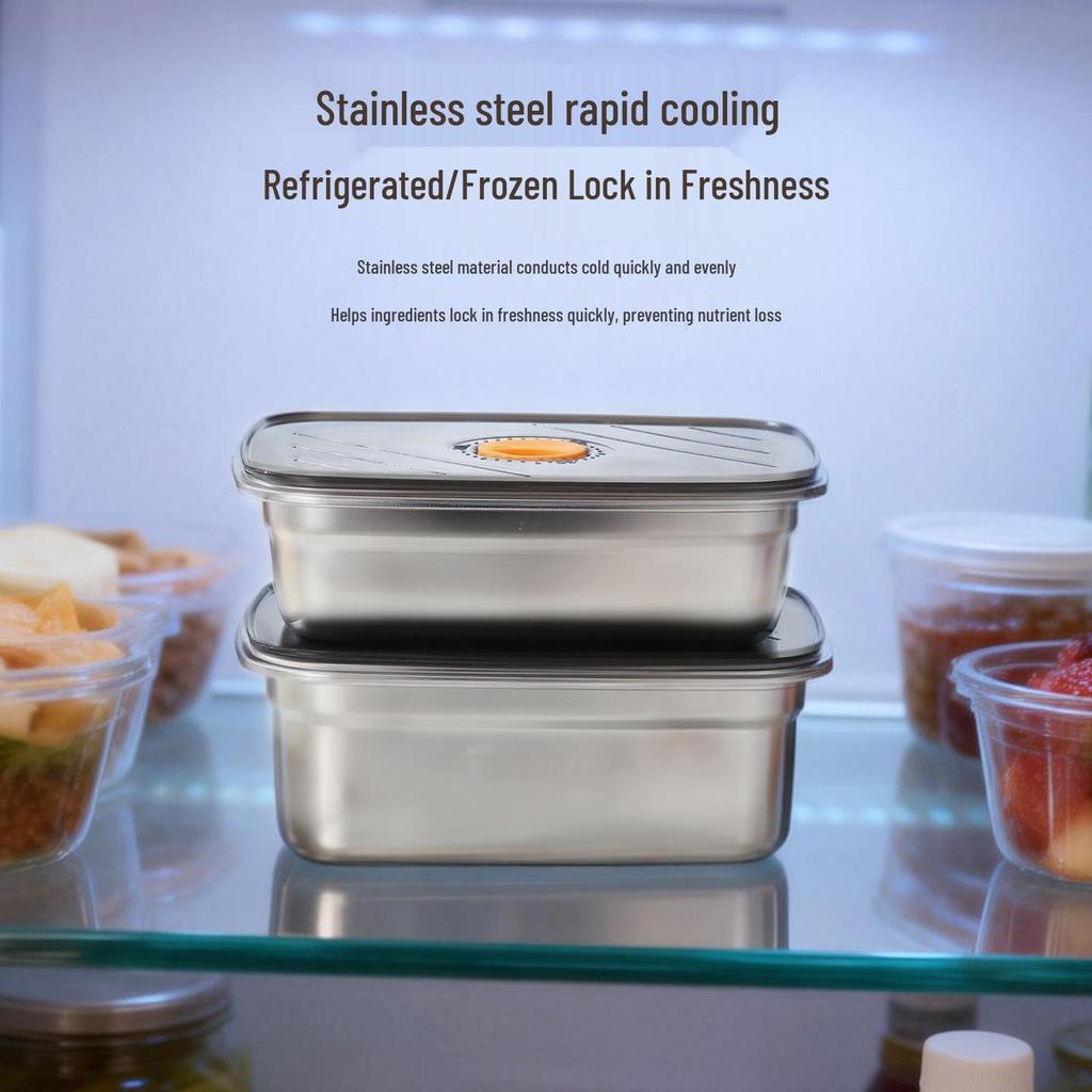304 Stainless Steel Fresh-Keeping Bento Box with Plastic Lid – Portable, Food-Grade Storage for Fruit and More