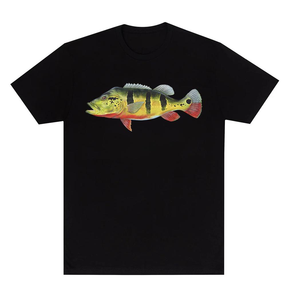 Y2k Summer Marine Fish Handpainted Salmon Sea Fish Fishing Beach Fishing Pure Cotton Printed Loose Shortsleeved Tshirt