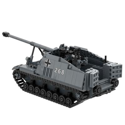 WW2 Military Toy Nashorn Sd.Kfz.164 Tank Destroyer Building Block Tank Army War Model with 2 Figure Soldiers Gift