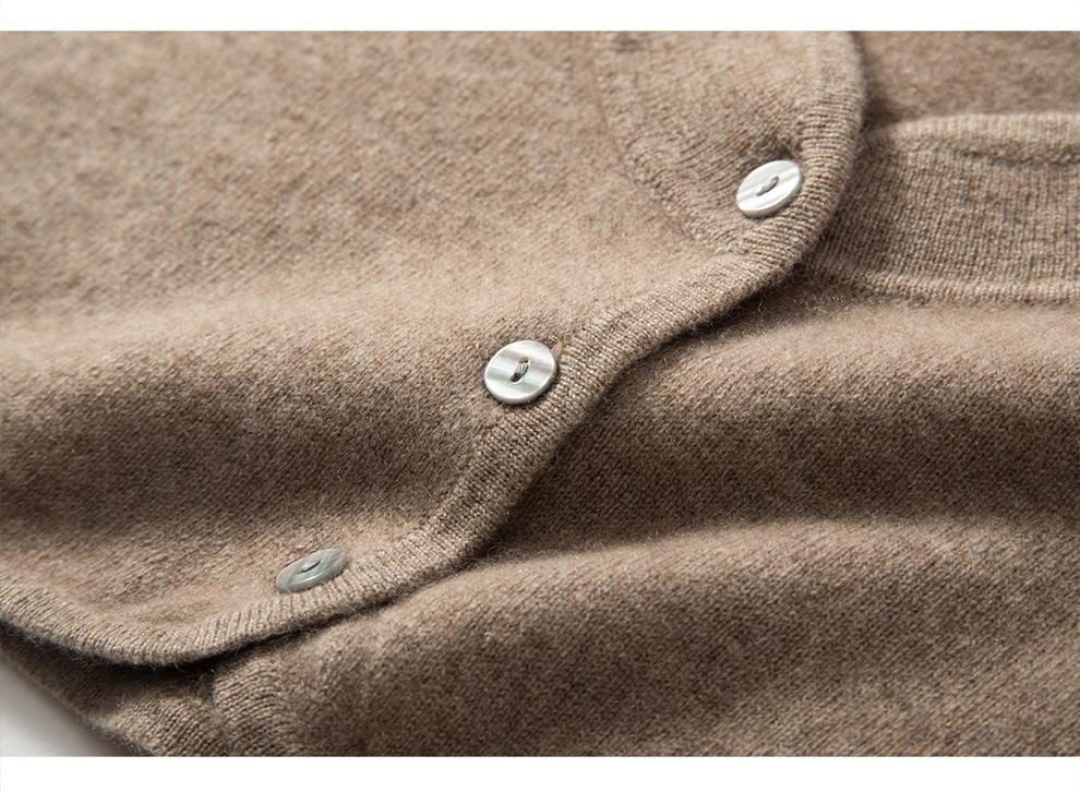 Women's 100% Pure Cashmere Button-Up Shoulder Warmer - Soft, Smooth, Solid Color Knit for Autumn & Winter with Half-High Collar