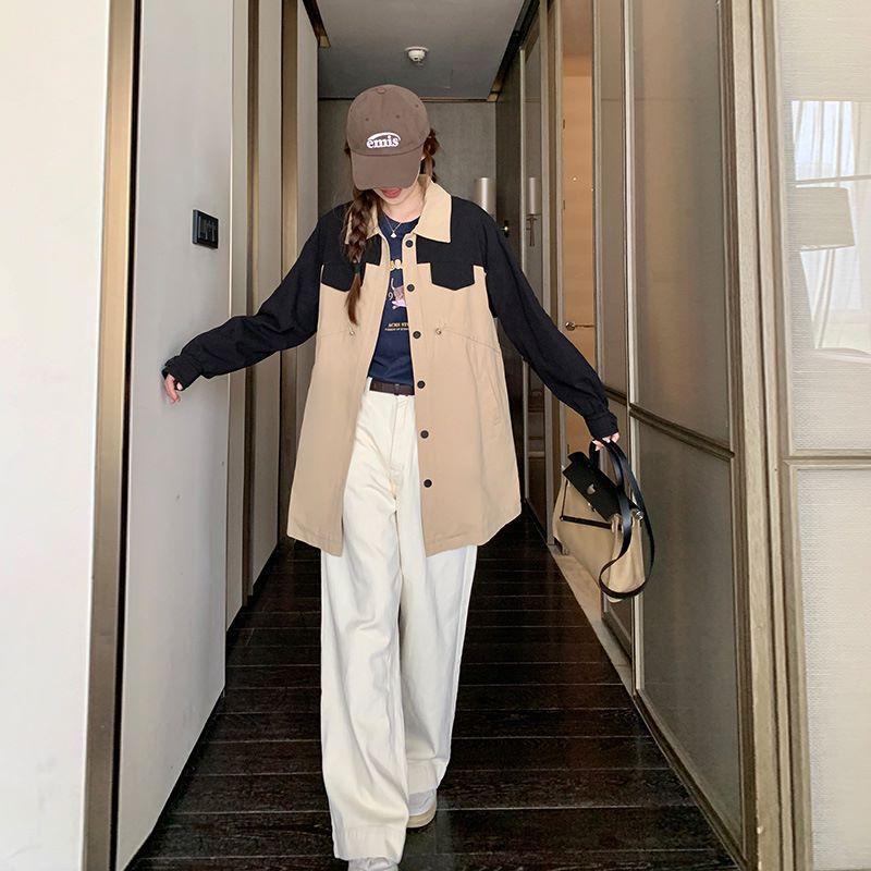 

Рабочая одежда Тренч Пальто Женское Средней длины Весна и Осень Новая женская одежда Популярное маленькое пальто этого года XL