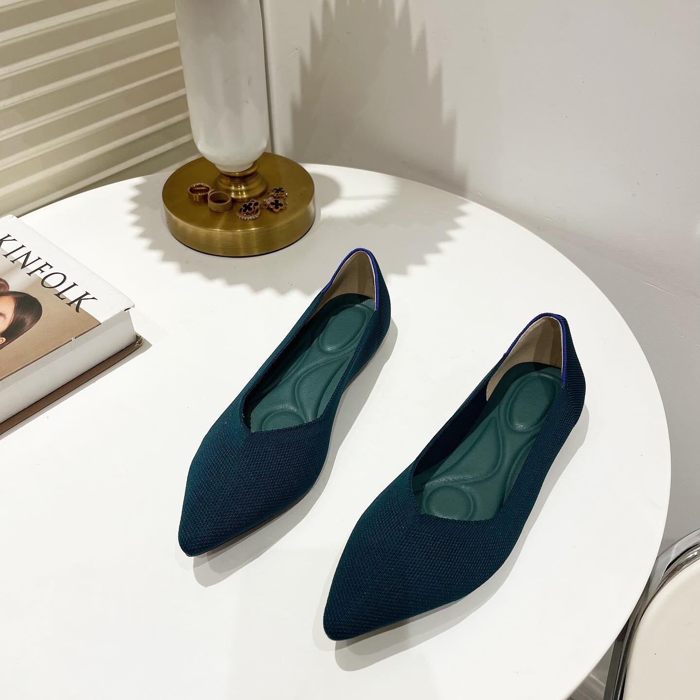 

Плоские одинарные туфли женские балетки Fly вязаные туфли остроконечные вязаные туфли Egg Roll 43