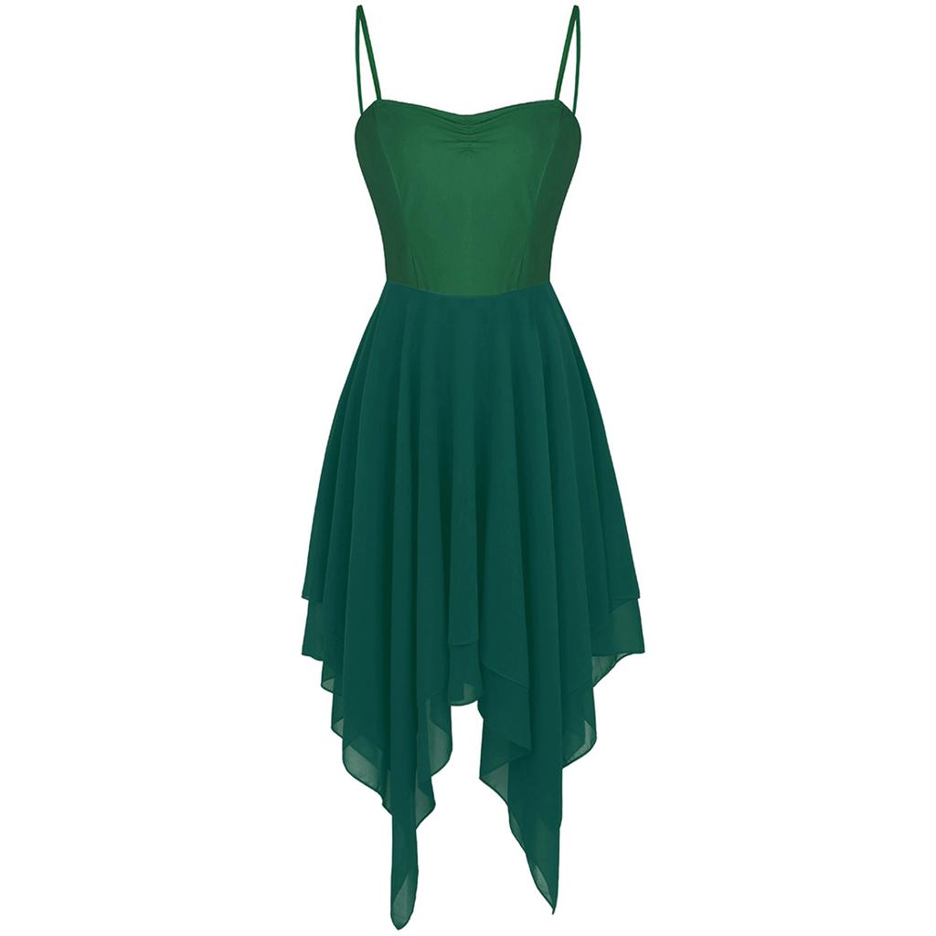 Vrouwen balletdansjurk chiffon dansjurk volwassen spaghettijurk ballroomjurk