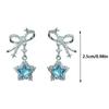 Y2K Shiny Zircon Star Bow Earrings For Women Fashion Exquisite Elegant Pentagram Ear Studs Sweet Girls Jewelry Accessories Gift
