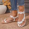 Beach Sandals For Women With Flower Print And Elastic Strap Perfect For Summer Vacation