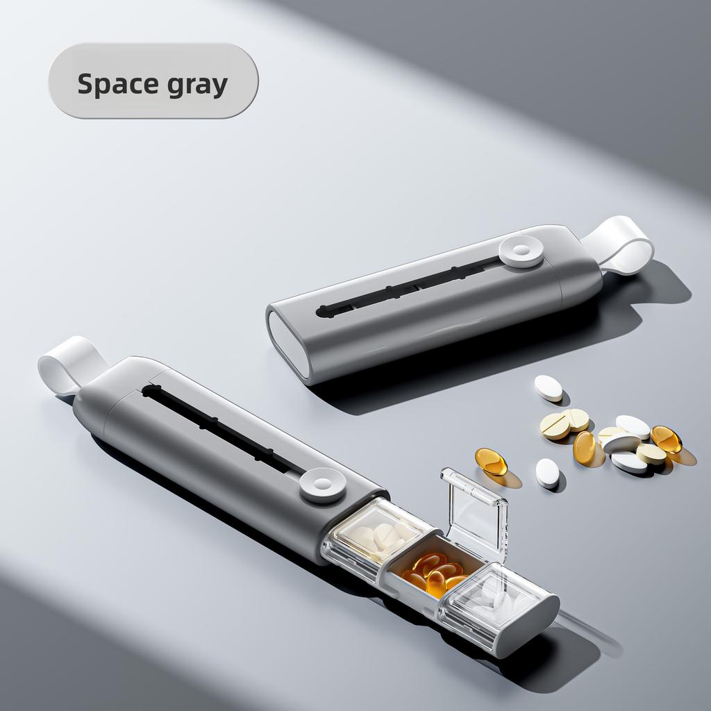 Travel Pill Case Pill Organizer Anti-Spill 3 Compartments BPA-Free and Food-Grade for Vitamins Supplements Pills Push Pop Slide