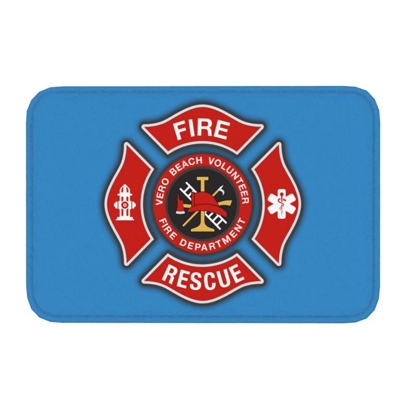 Tapis de porte personnalisé Crâne de pompier Antidérapant Entrée Cuisine Salle de bain Sol Tapis de porte Pompier Sauvetage incendie Tapis de garage 40cmx60cm