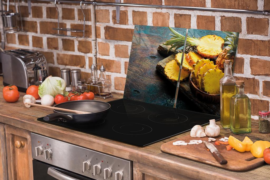 SZKLANA PŁYTA OCHRONNA NA KUCHENKĘ 75x52 ANANAS